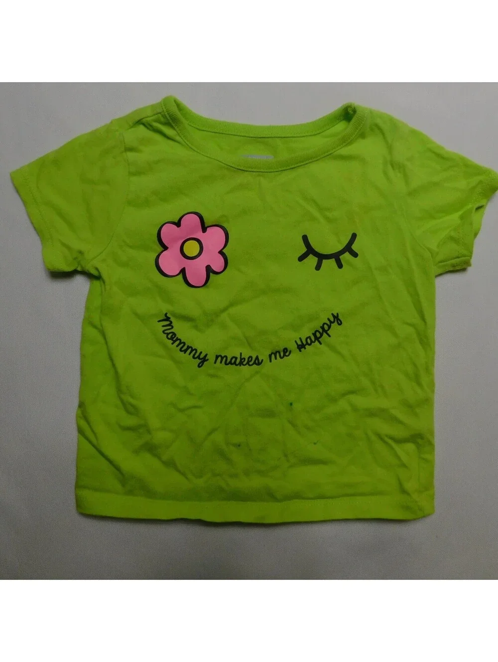 Garanimals Baby Girls 18M Lime Green Shirt Mommy Makes Me Happy Flower Graphic
